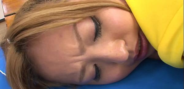  Very cute japanese cheerleader gets a vibrator massage till she squirts like a waterfall